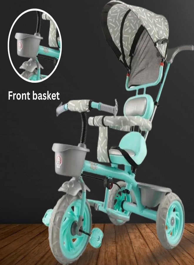 Maanit Kids Tricycle with Canopy, Dual Storage Basket & Parental Handle Control - Toddler Tricycle with Comfort Seat, Ages 1.5-5 Years - Baby Cycle with Easy Steering (Green) - Image 4